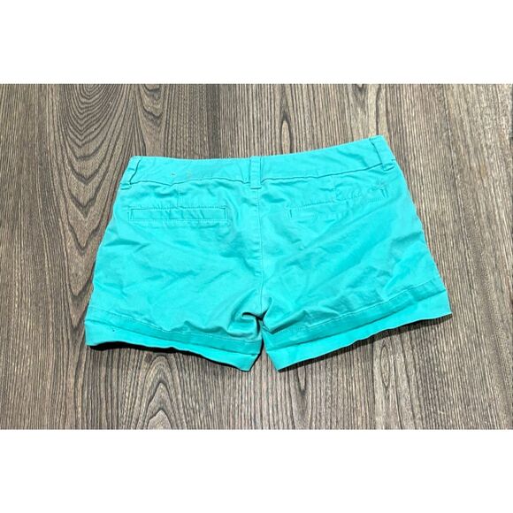 American Eagle Midi Stretch Shorts Mid-Rise Flat Front Cotton Blend Blue Size 00 - Picture 7 of 7